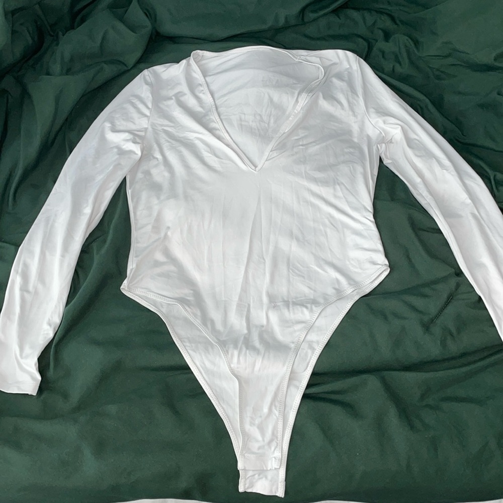 Long sleeve deep V neck Bodysuit